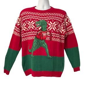 33 Degrees T-Rex Tyrannosaurus Dinosaur Tiny Arms Ugly Christmas Sweater Size M
